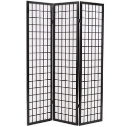 Folding 3-Panel Room Divider Japanese Style  Black