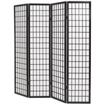 Folding 4-Panel Room Divider Japanese Style Black