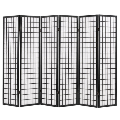 Folding 6-Panel Room Divider Japanese Style Black