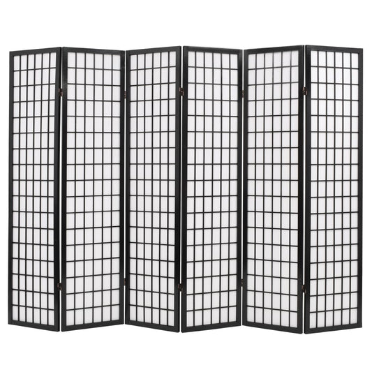 Folding 6-Panel Room Divider Japanese Style Black