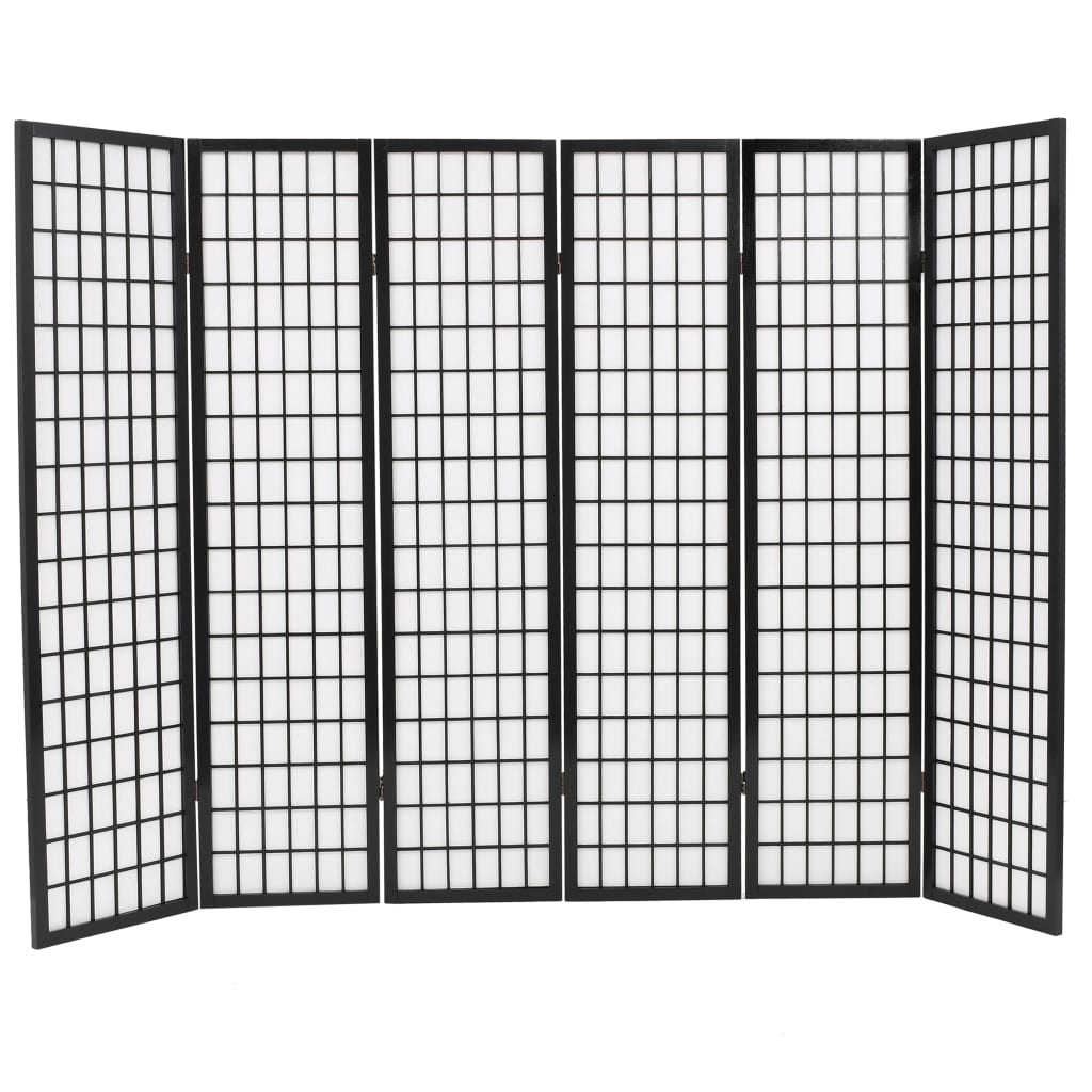 Folding 6-Panel Room Divider Japanese Style Black