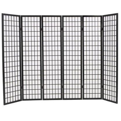 Folding 6-Panel Room Divider Japanese Style Black