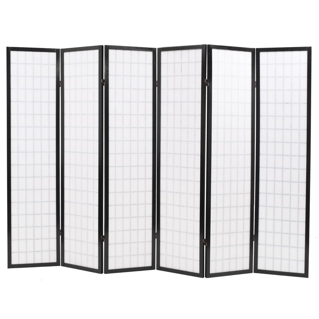 Folding 6-Panel Room Divider Japanese Style Black