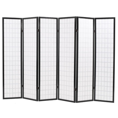 Folding 6-Panel Room Divider Japanese Style Black