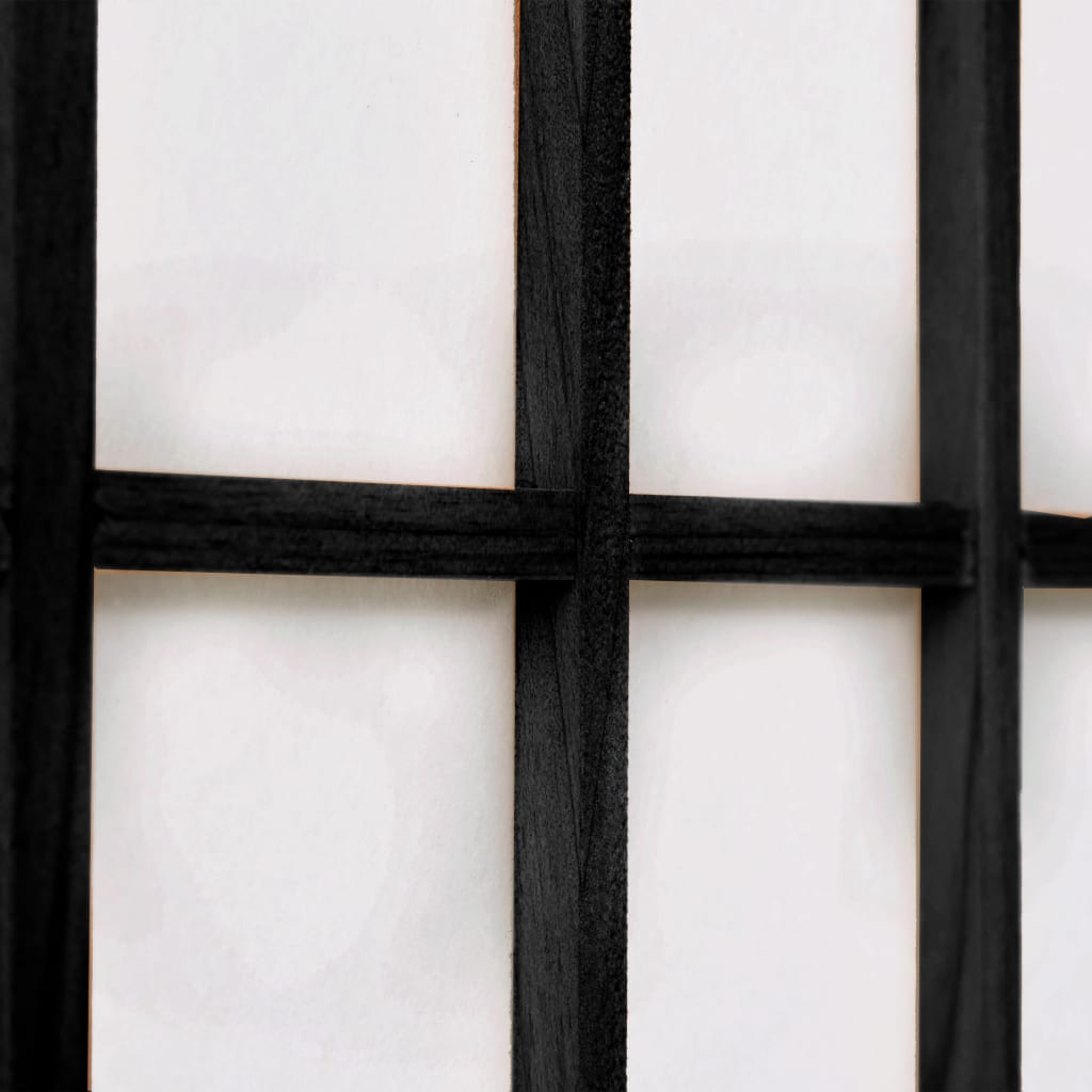 Folding 6-Panel Room Divider Japanese Style Black