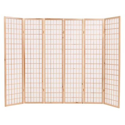 Folding 6-Panel Room Divider Japanese Style Natural