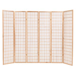 Folding 6-Panel Room Divider Japanese Style Natural