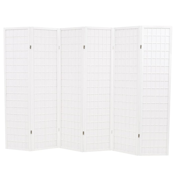  Folding 6-Panel Room Divider Japanese Style White