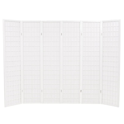 Folding 6-Panel Room Divider Japanese Style White