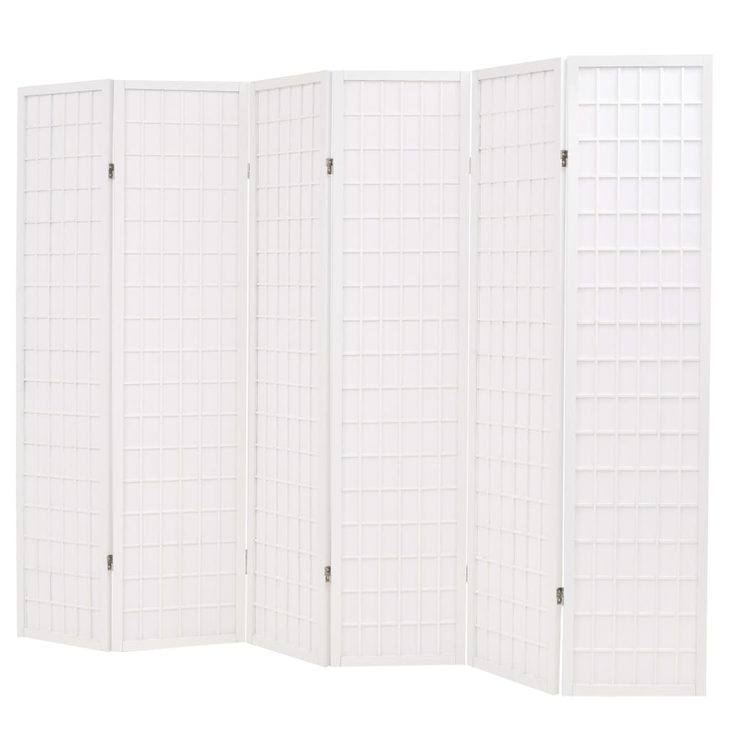 Folding 6-Panel Room Divider Japanese Style White