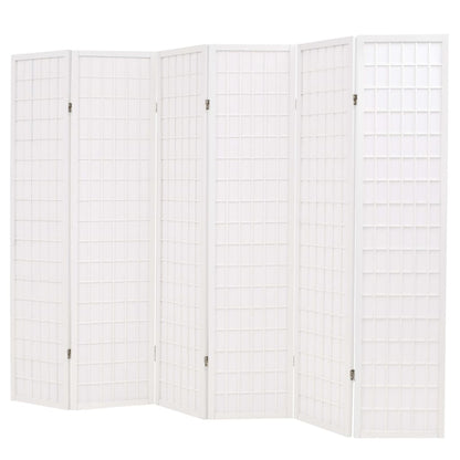 Folding 6-Panel Room Divider Japanese Style White