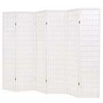 Folding 6-Panel Room Divider Japanese Style White