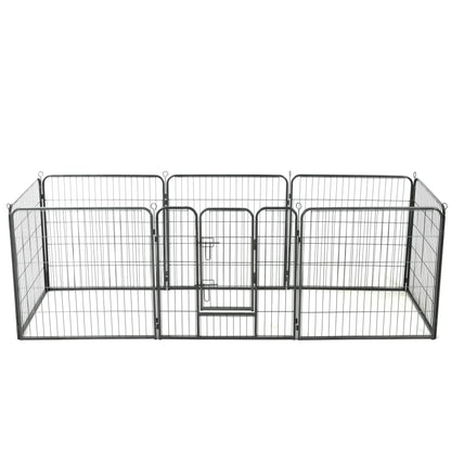 Dog Playpen 8 Panels Steel Black S