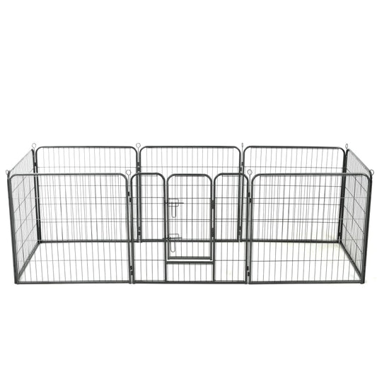 Dog Playpen 8 Panels Steel Black S
