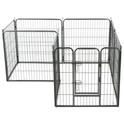 Dog Playpen 8 Panels Steel Black S