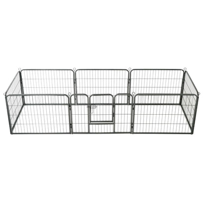 Dog Playpen 8 Panels Steel Black M