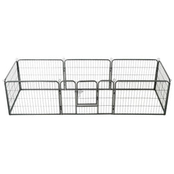 Dog Playpen 8 Panels Steel Black M