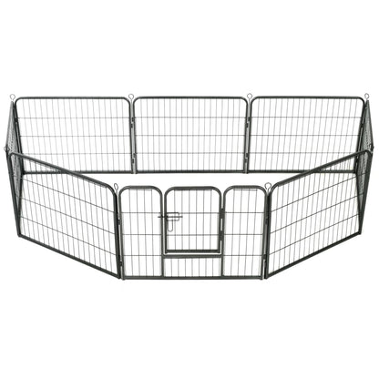 Dog Playpen 8 Panels Steel Black M