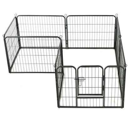 Dog Playpen 8 Panels Steel Black M