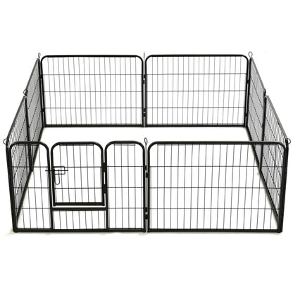 Dog Playpen 8 Panels Steel Black M