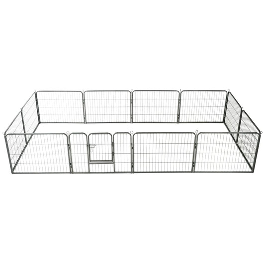 Dog Playpen 12 Panels Steel Black