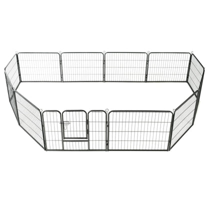Dog Playpen 12 Panels Steel Black