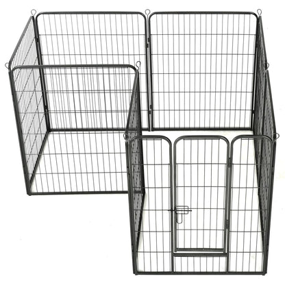 Dog Playpen 8 Panels Steel Black L
