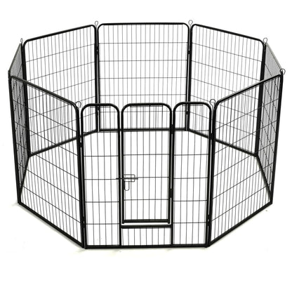 Dog Playpen 8 Panels Steel Black L