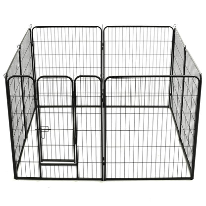 Dog Playpen 8 Panels Steel Black L