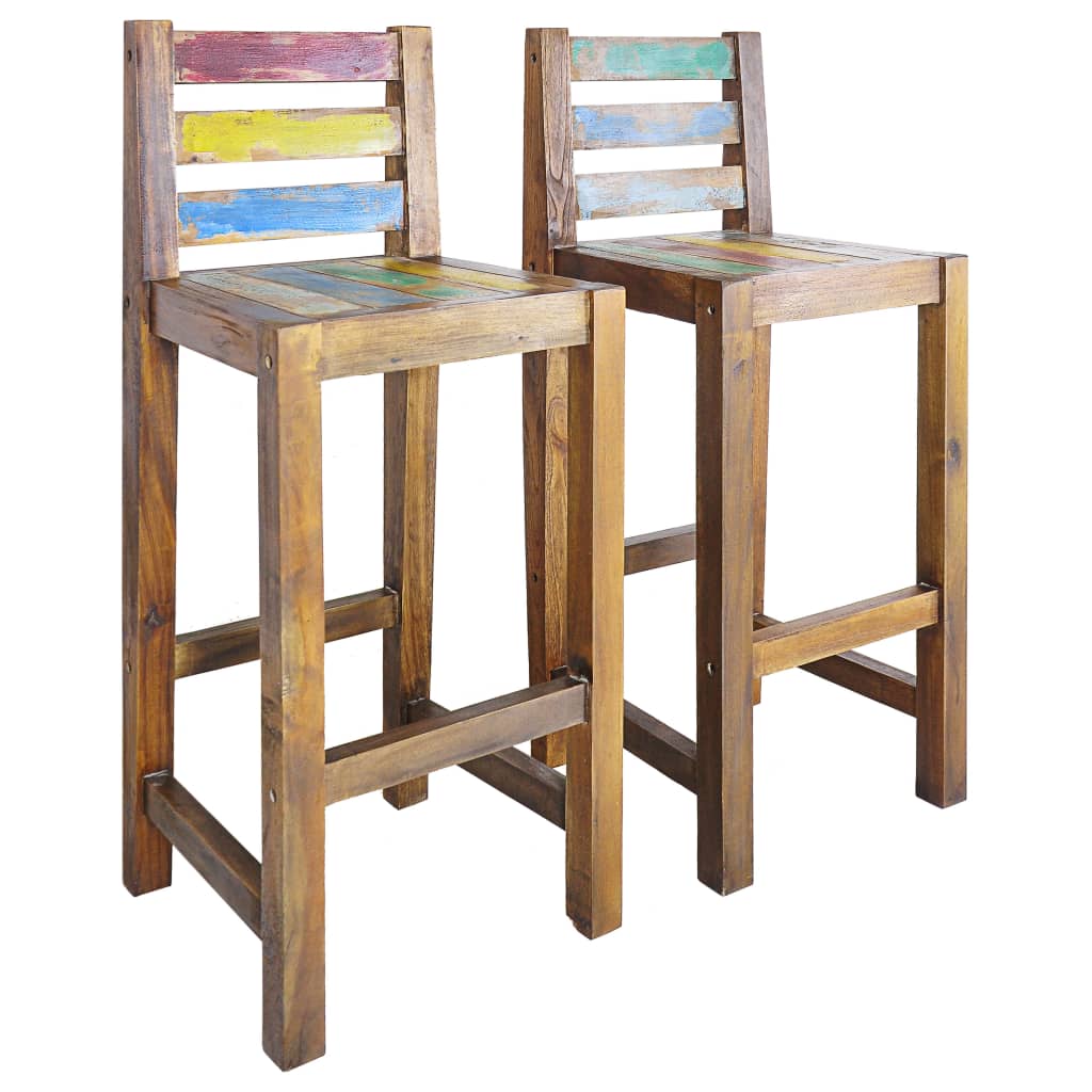 Bar Stools 2 pcs Solid Reclaimed Wood - 40×40×106cm