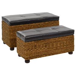 Bench Set 2 Pieces Seagrass Brown