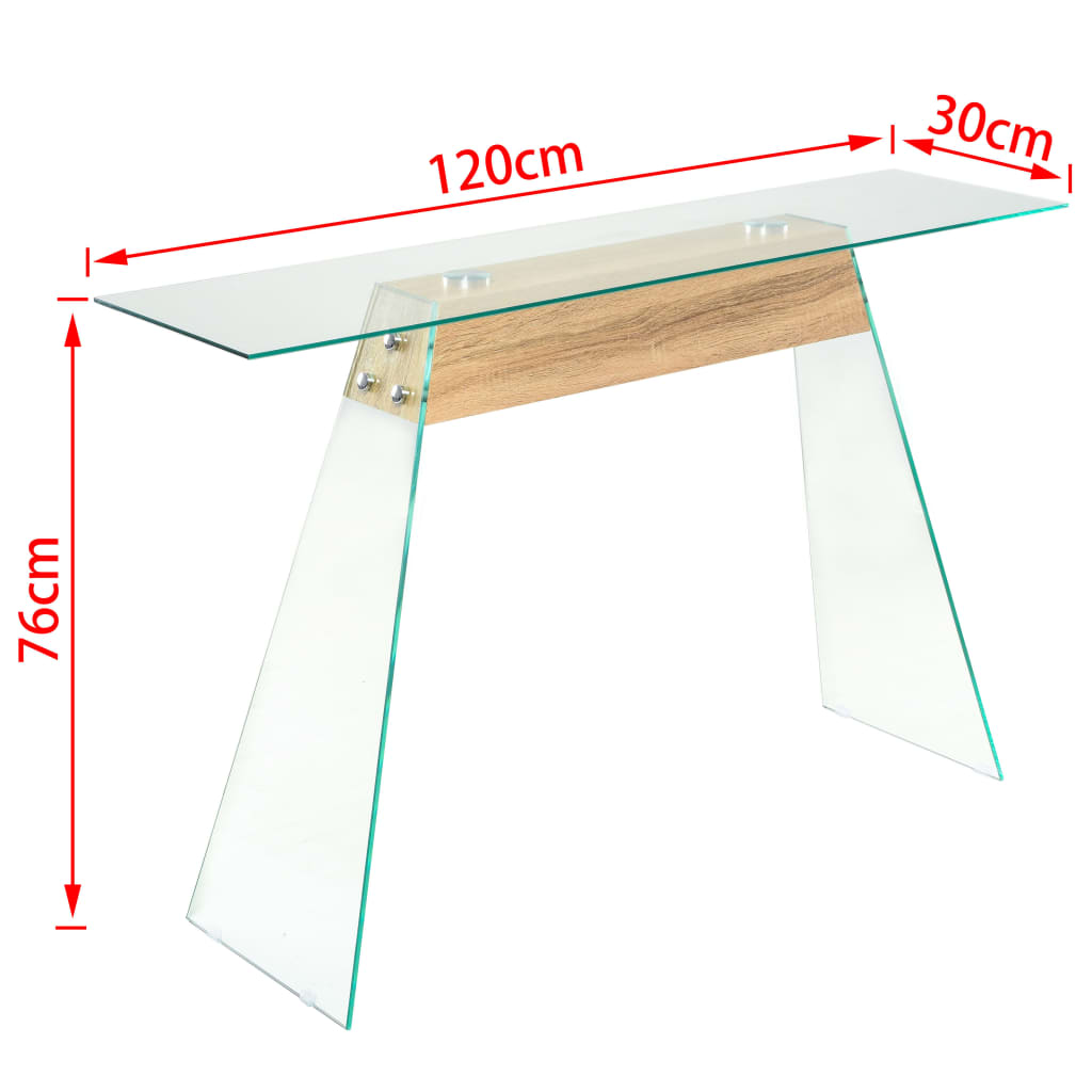 Console Table MDF and Glass Oak Colour