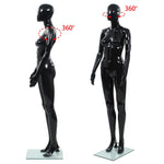Full Body Female Mannequin with Glass Base Glossy Black 175 cm