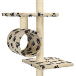 Cat Tree with Sisal Scratching Posts 260 cm Beige Paw Prints