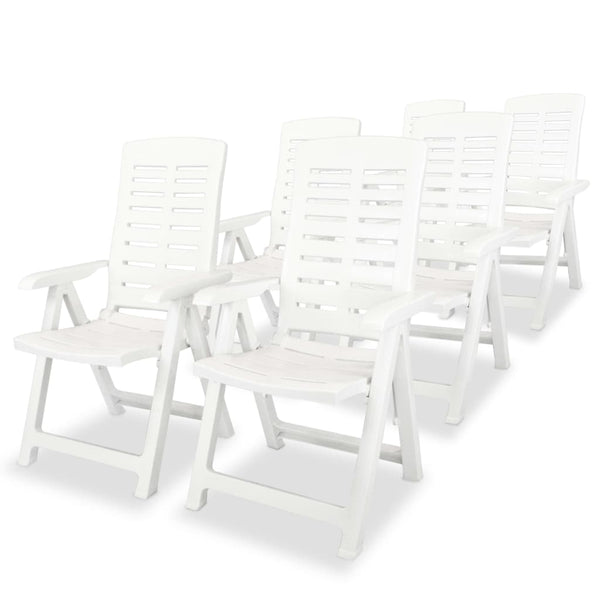  Reclining Garden Chairs 6 pcs Plastic White