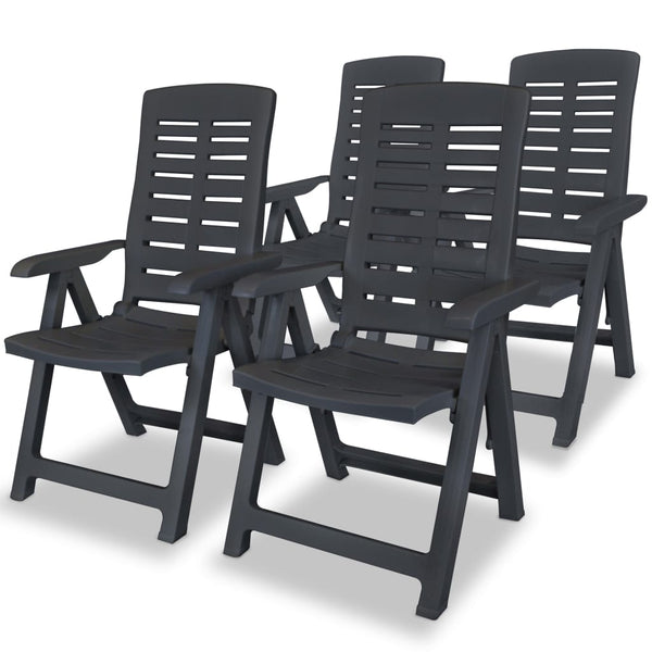  Reclining Garden Chairs 4 pcs Plastic Anthracite