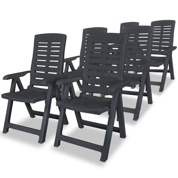  Reclining Garden Chairs 6 pcs Plastic Anthracite