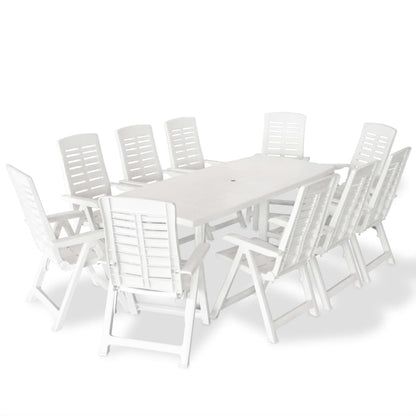 11 Piece Outdoor Dining Set Plastic White