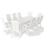 11 Piece Outdoor Dining Set Plastic White