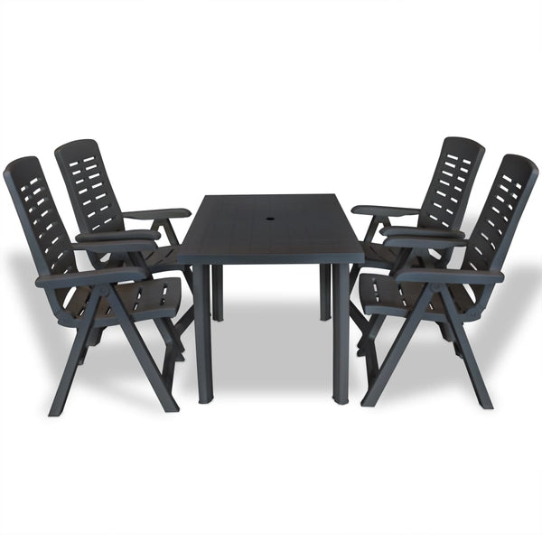  5 Piece Outdoor Dining Set Plastic Anthracite