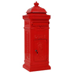 Vintage Pillar Letterbox Cast Aluminium Red | HomeAndLiving