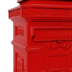 Vintage Pillar Letterbox Cast Aluminium Red | HomeAndLiving