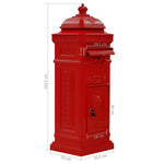 Vintage Pillar Letterbox Cast Aluminium Red | HomeAndLiving