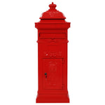 Vintage Pillar Letterbox Cast Aluminium Red | HomeAndLiving