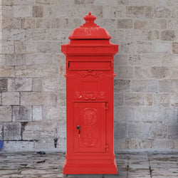 Vintage Pillar Letterbox Cast Aluminium Red | HomeAndLiving