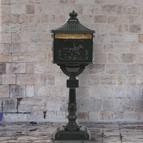  Vintage Pedestal Letterbox Cast Aluminium Green | HomeAndLiving