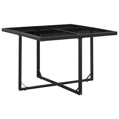 5 Piece Outdoor Dining Set with Cushions Poly Rattan Black - 109×109×74cm