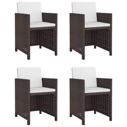 5 Piece Outdoor Dining Set with Cushions Poly Rattan Brown - 109×109×74cm