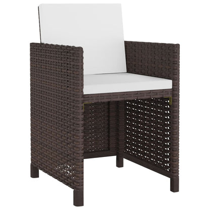 5 Piece Outdoor Dining Set with Cushions Poly Rattan Brown - 109×109×74cm