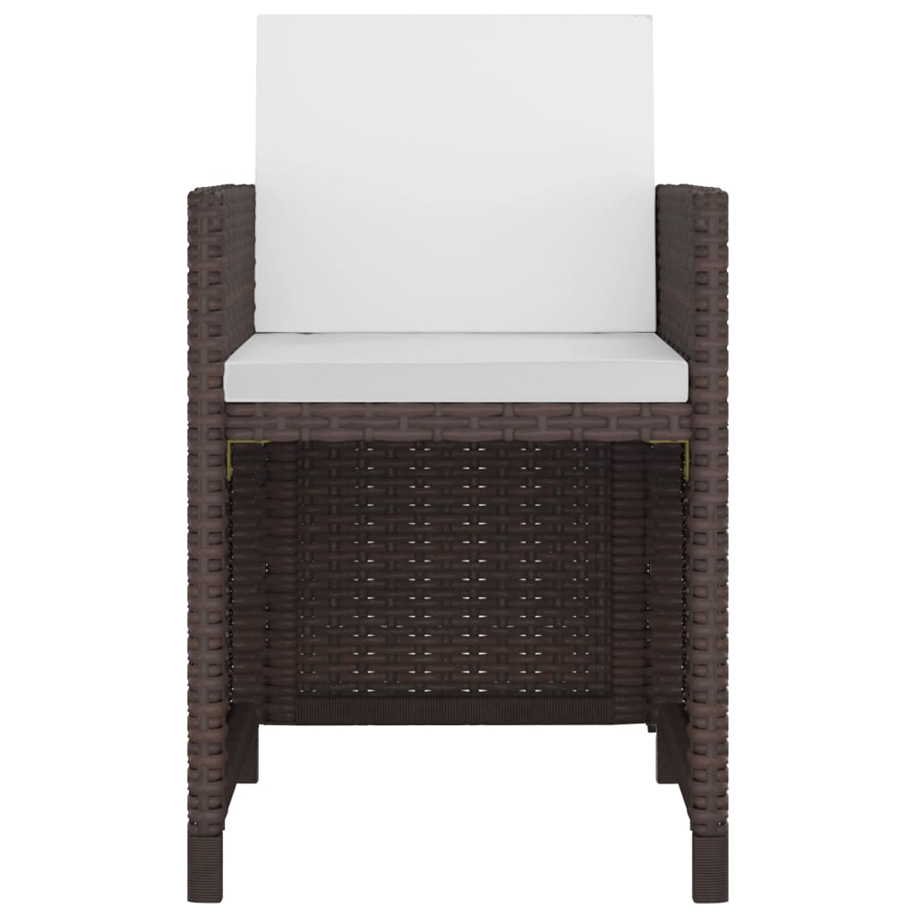 5 Piece Outdoor Dining Set with Cushions Poly Rattan Brown - 109×109×74cm